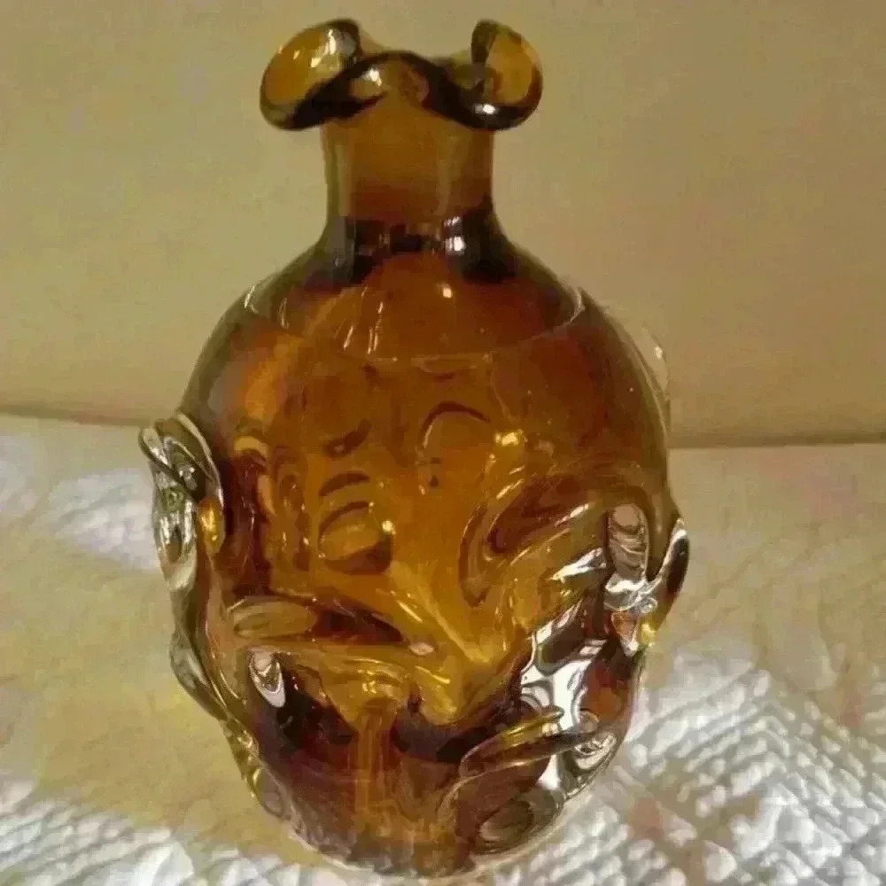 ASEDA-Amber Art Glass Decanter